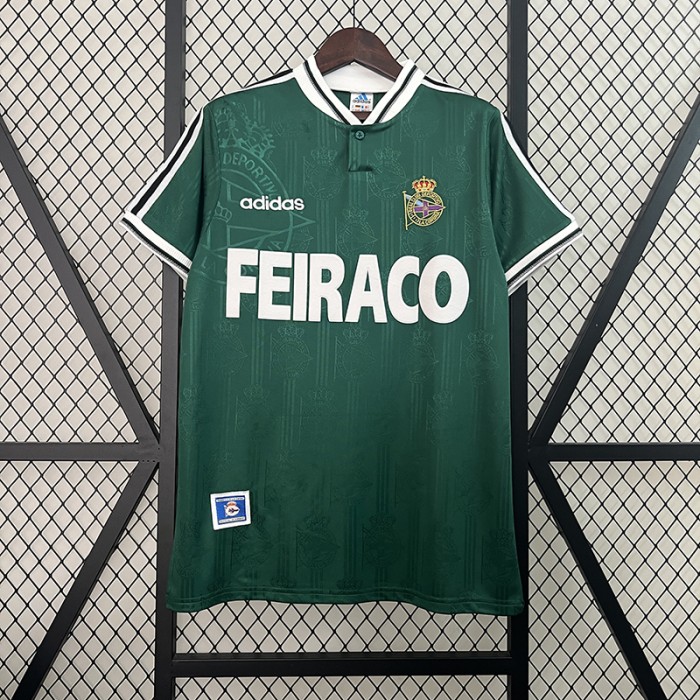 Retro 99/00 Deportivo La Coruna Away Green Jersey Version Short Sleeve-111016