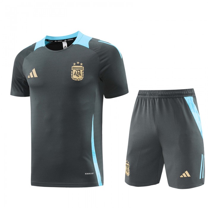 2024 Argentina Gray Training Jersey Kit short Sleeve (Shirt + Short)-5795116