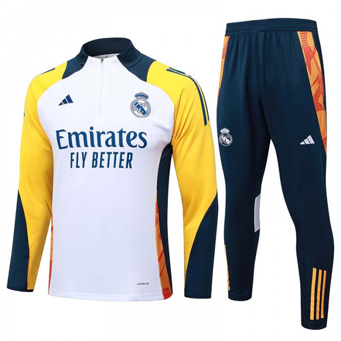 24/25 Real Madrid White Edition Classic Jacket Training Suit (Top+Pant)-8902488