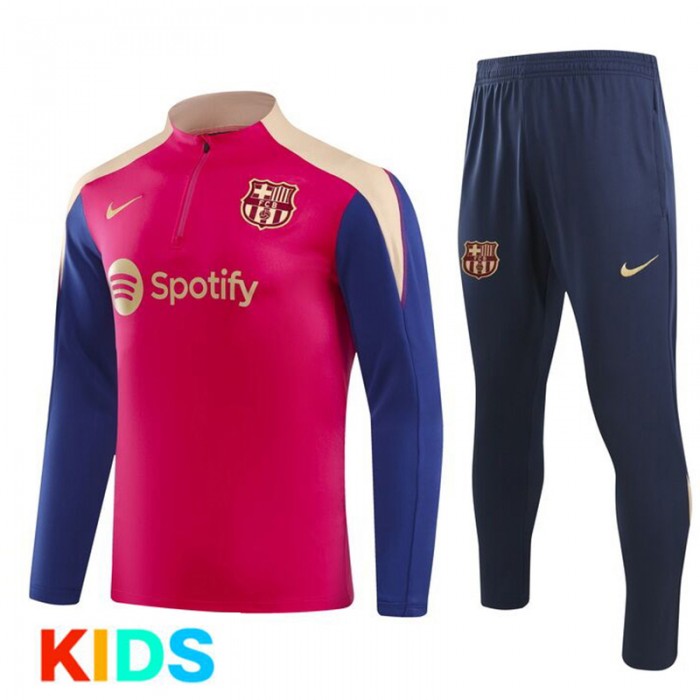 24/25 Kids Barcelona Pink Edition Classic Jacket Training Suit (Top+Pant)-9852492