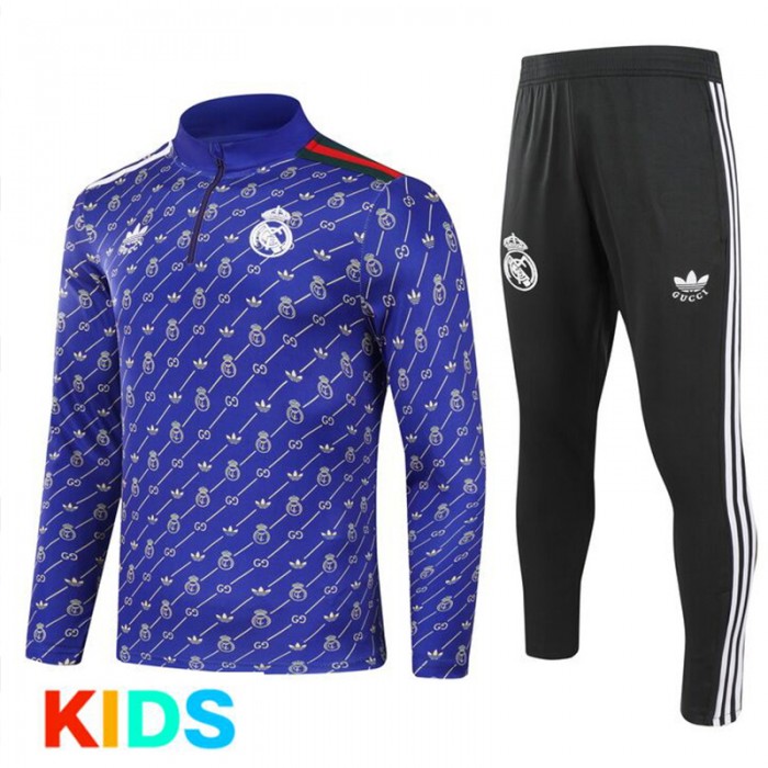 24/25 Kids Real Madrid Blue Edition Classic Jacket Training Suit (Top+Pant)-4945326