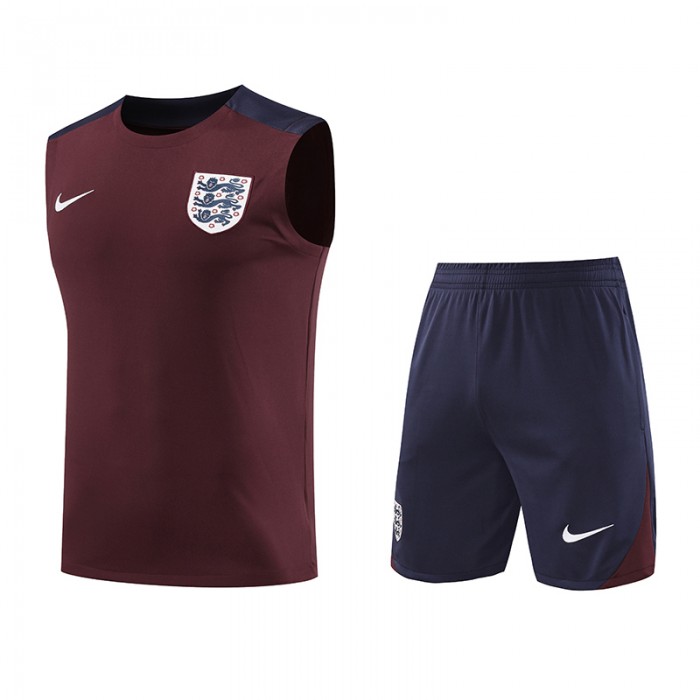 2024 England Wine Red Training Jersey Kit Sleeveless vest (Shirt + Vest)-325152