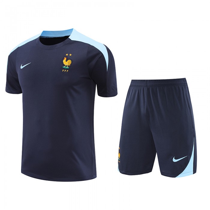 2024 France Navy Blue Training Jersey Kit short Sleeve (Shirt + Short)-2487839