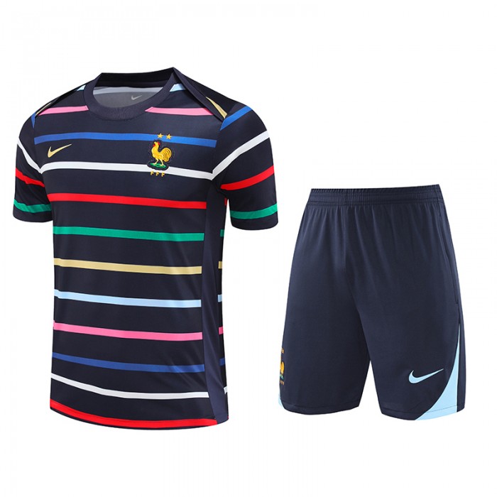 2024 France Navy Blue Training Jersey Kit short Sleeve (Shirt + Short)-4108259