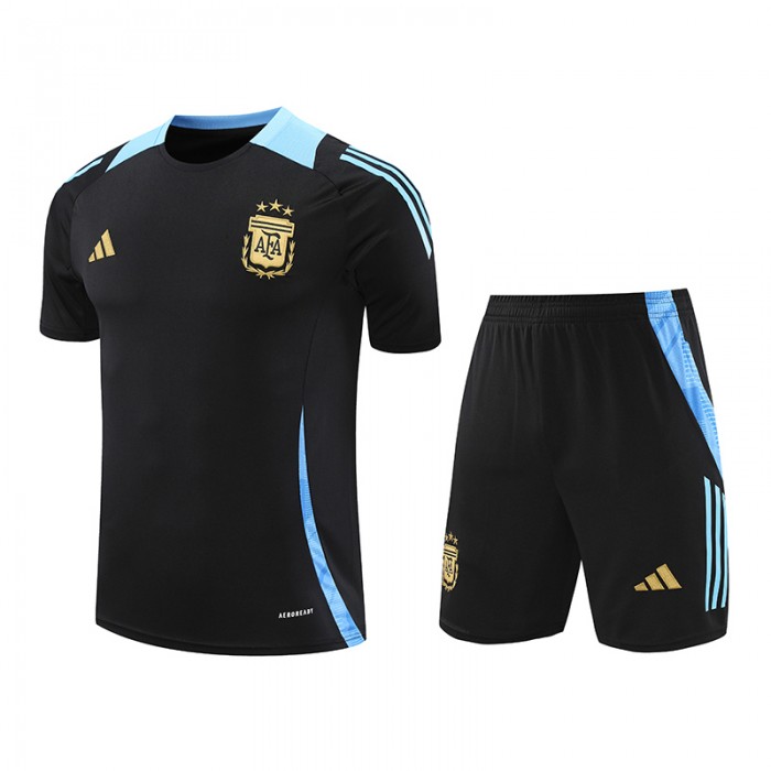 2024 Argentina Black Training Jersey Kit short Sleeve (Shirt + Short)-5998220