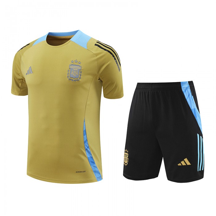 2024 Argentina Khaki Training Jersey Kit short Sleeve (Shirt + Short)-5898836