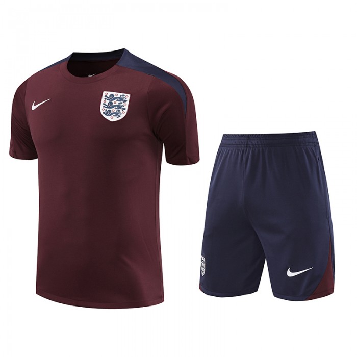 2024 England Wine Red Training Jersey Kit short Sleeve (Shirt + Short)-9922573