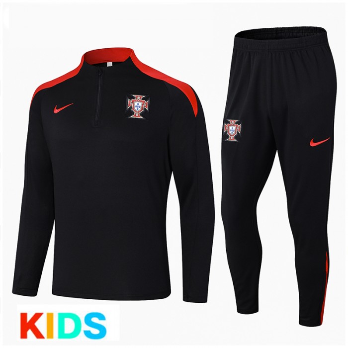 2024 Kids Portugal Black Edition Classic Jacket Training Suit (Top+Pant)-4942632