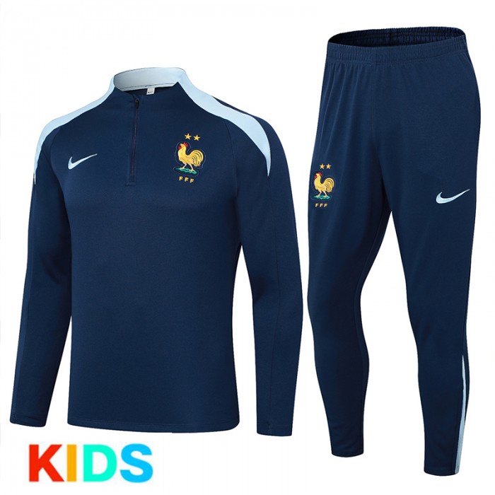 2024 Kids France Nvay Blue Edition Classic Jacket Training Suit (Top+Pant)-7637199