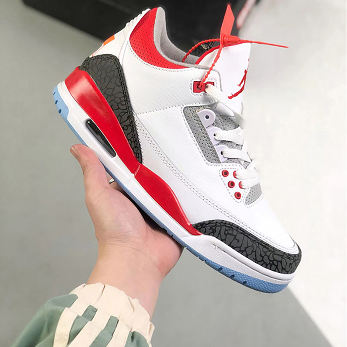 Air Jordan 3 AJ3 High Running Shoes-White/Red-847345