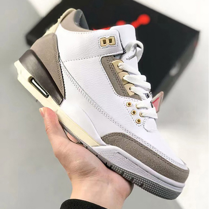 Air Jordan 3 AJ3 High Running Shoes-White/Gray-8687196