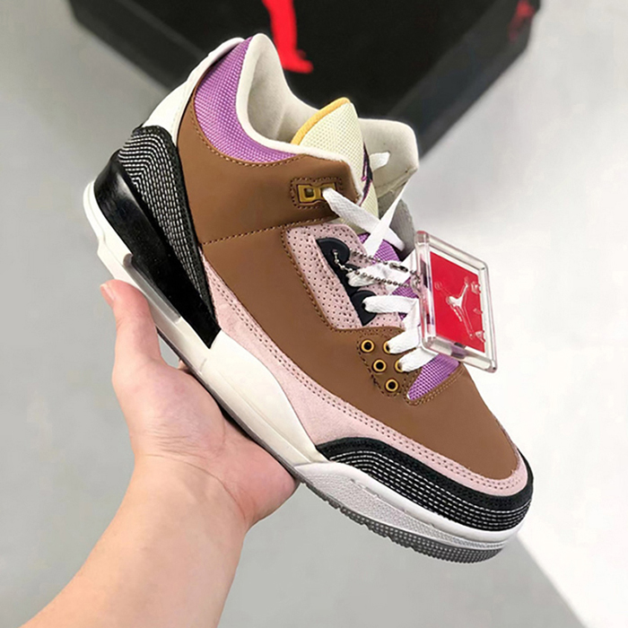 Air Jordan 3 AJ3 High Running Shoes-Brown/Pink-2548629