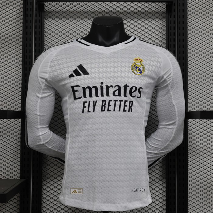 24/25 Real Madrid Home White Jersey Version Long Sleeve (Player Version)-9381116