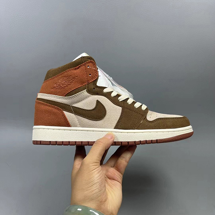 Air Jordan 1 AJ1 High Running Shoes-Brown/Khkai-6422904