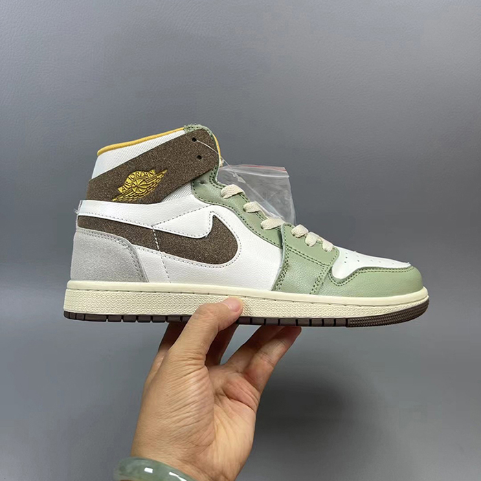 Air Jordan 1 AJ1 High Running Shoes-White/Green-9179830