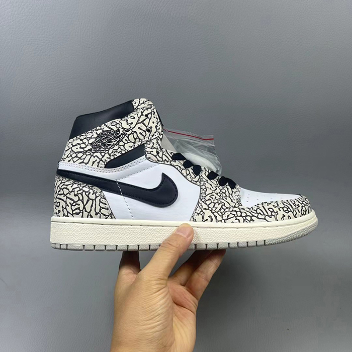 Air Jordan 1 AJ1 High Running Shoes-White/Gray-4248386