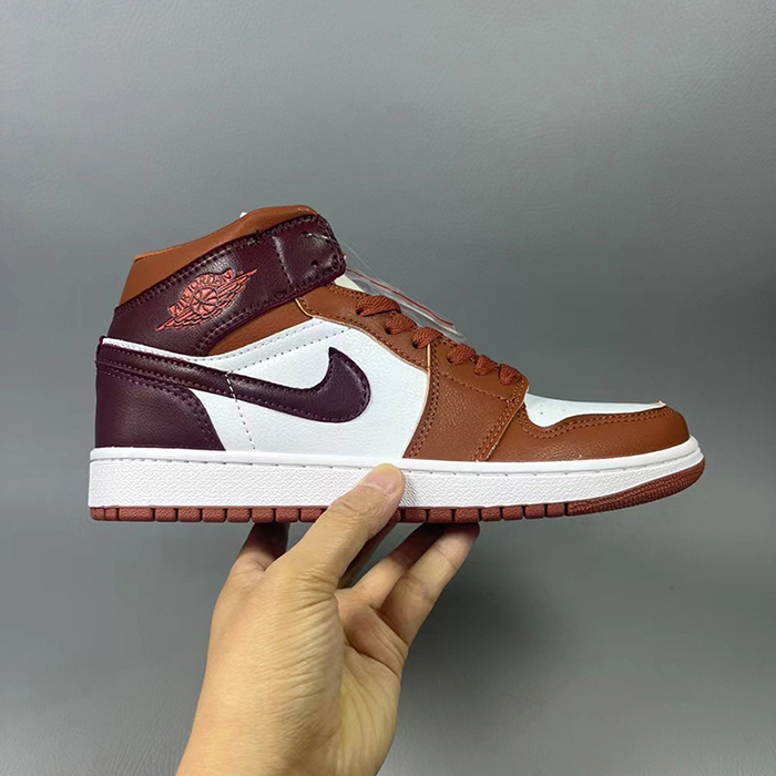 Air Jordan 1 AJ1 High Running Shoes-Brown/White-8643186