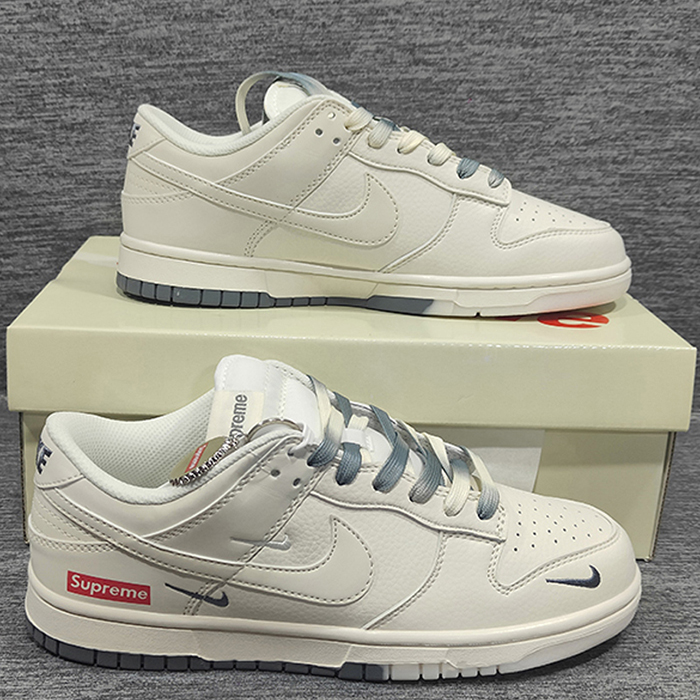 SB Dunk Low Running Shoes-White/Gray-4194410