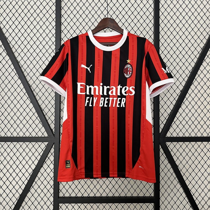 24/25 AC Milan Home Red Black Jersey Version Short Sleeve-5388122