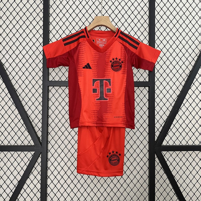 24/25 Kids Bayern Munich Home Kids Red Black Jersey Kit short sleeve (Shirt + Short)-2566404