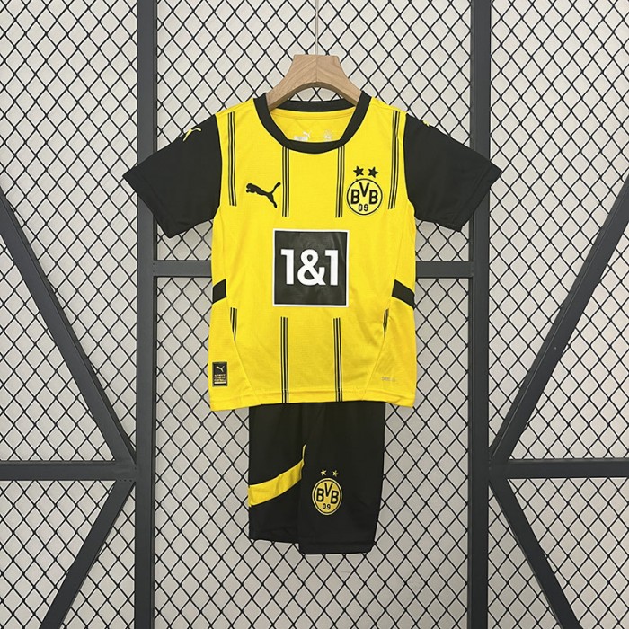 24/25 Kids Borussia Dortmund Home Kids Yellow Black Jersey Kit short sleeve (Shirt + Short)-9637853