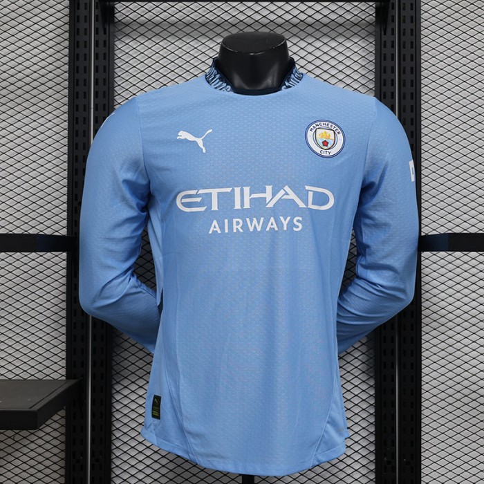 24/25 Manchester City Home Blue Jersey Version Long Sleeve (Player Version)-1280581