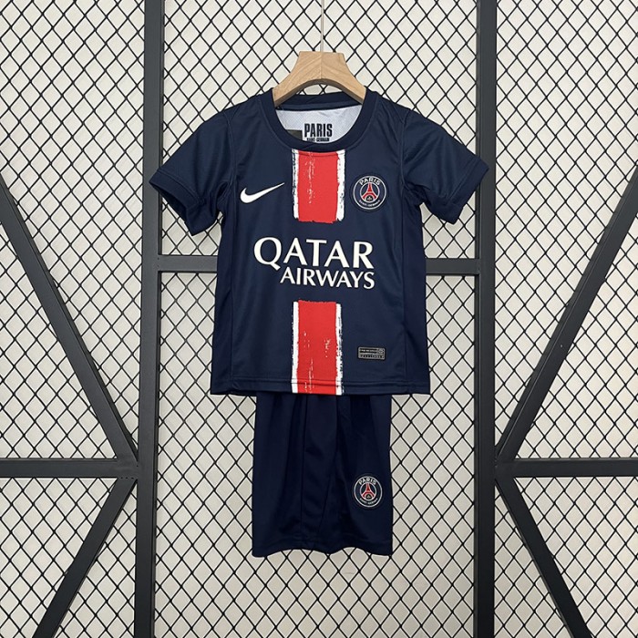 24/25 Kids Paris Saint-Germain PSG Home Kids Navy Blue Red Jersey Kit short sleeve (Shirt + Short)-8387176
