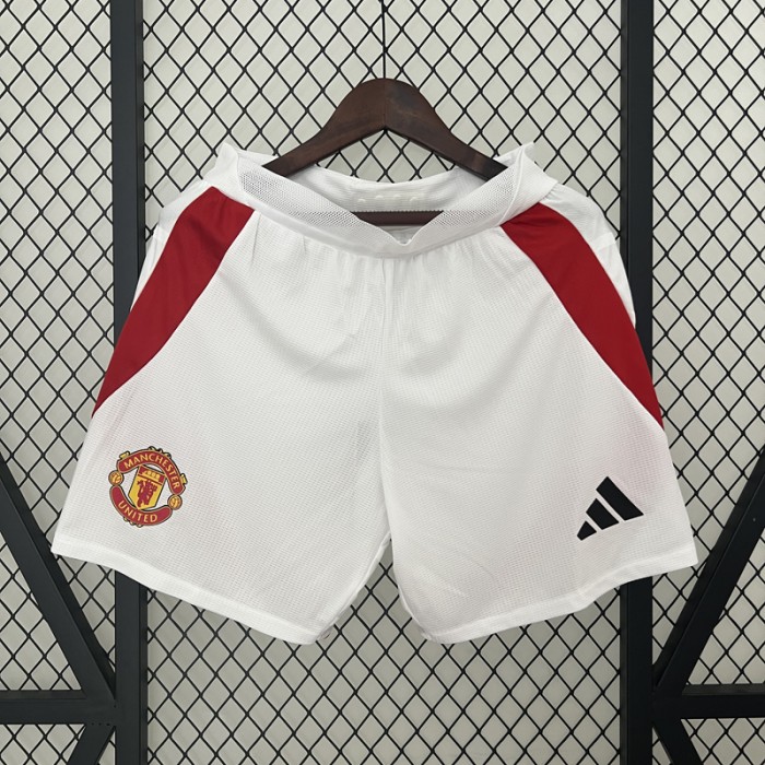 24/25 Manchester United M-U Home Shorts White Red Shorts Jersey (Player Version)-3622221