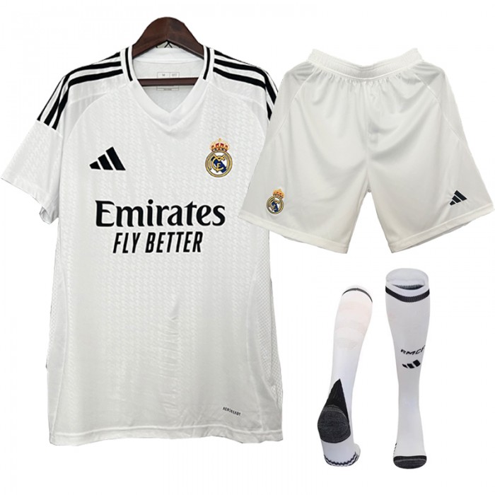 24/25 Real Madrid Home White Jersey Kit short Sleeve (Shirt Short + Socks)-4213400