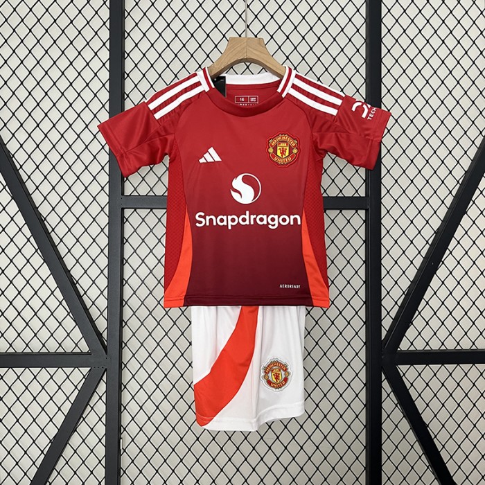 24/25 Kids Manchester United M-U Home Red Kids Jersey Kit short sleeve (Shirt + Short)-3995860