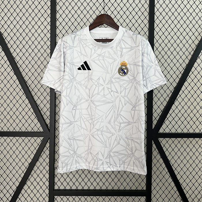 24/25 Real Madrid Pre-match White Jersey Kit Short Sleeve-4992304