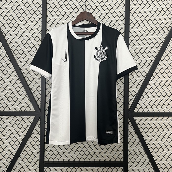 24/25 Corinthians Third Away Black White Jersey Kit Short Sleeve-1953754