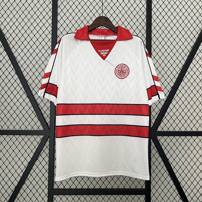 Retro 1988 Denmark Away White Red Jersey Kit Short Sleeve-9674325