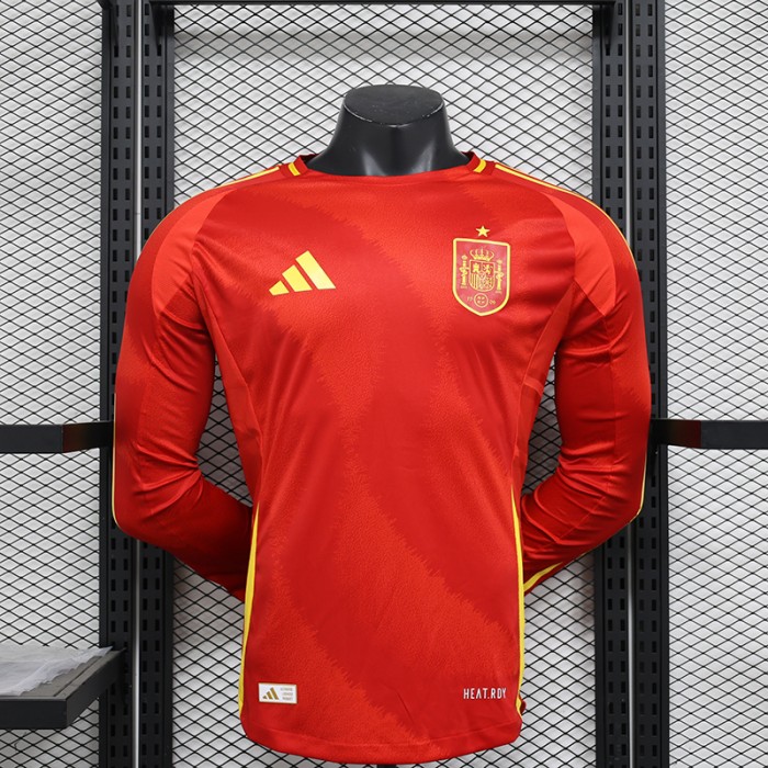 2024 Spain Home Red Jersey Kit Long Sleeve (Player Version)-4077535