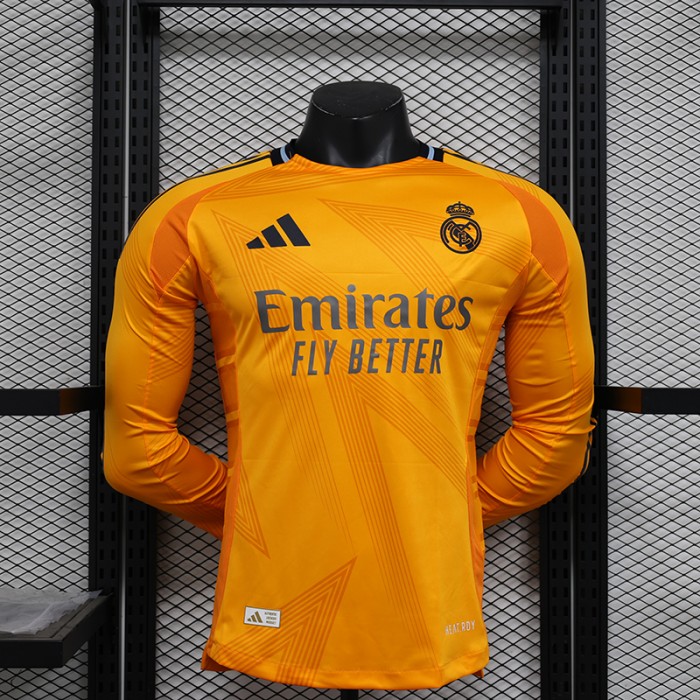 24/25 Real Madrid Away Orange Jersey Kit Long Sleeve (Player Version)-1898439