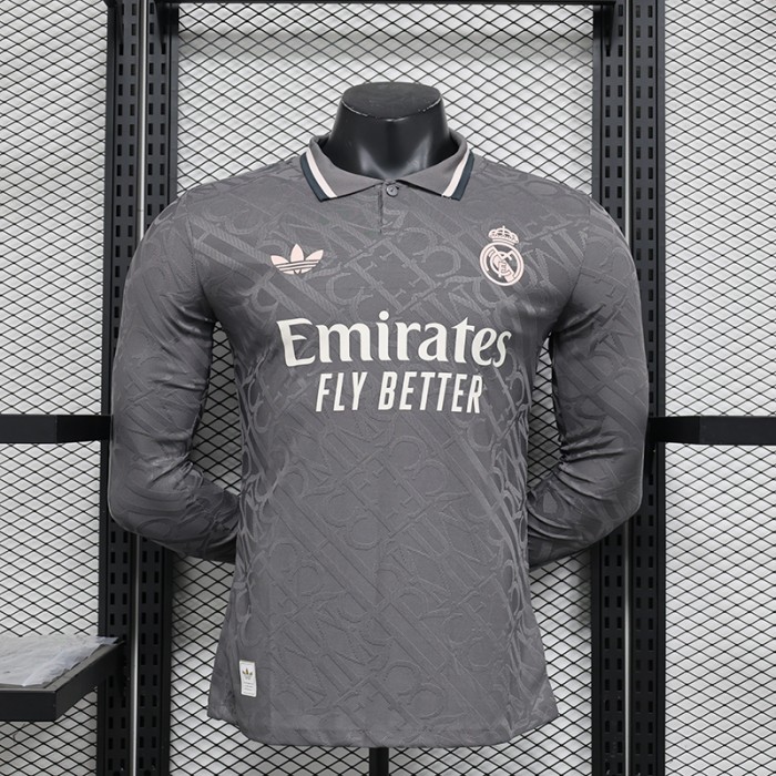 24/25 Real Madrid Third Away Gray Jersey Kit Long Sleeve (Player Version)-5161175