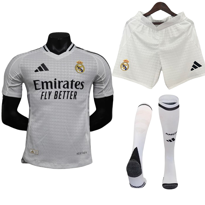 24/25 Real Madrid Home White Jersey Kit short Sleeve (Shirt Short + Socks) (Player Version)-7353746