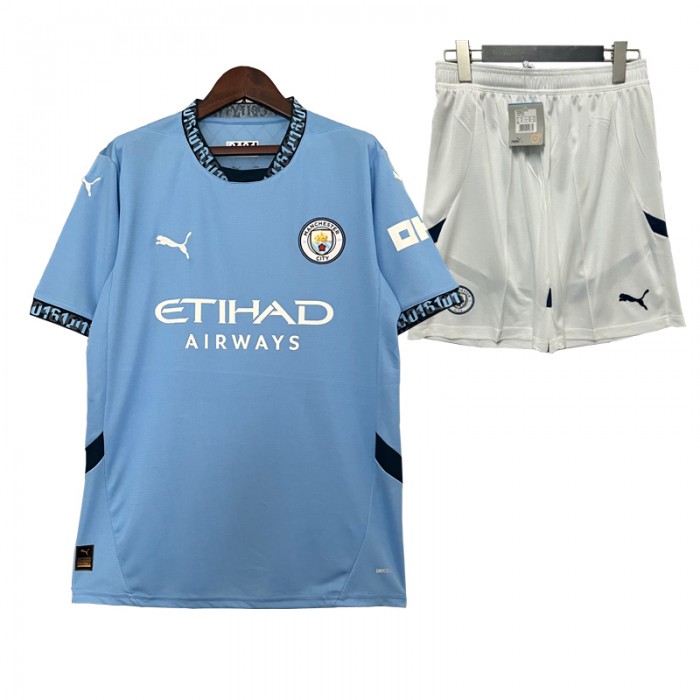 24/25 Manchester City Home Blue Jersey Kit short Sleeve (Shirt +Short)-4501415