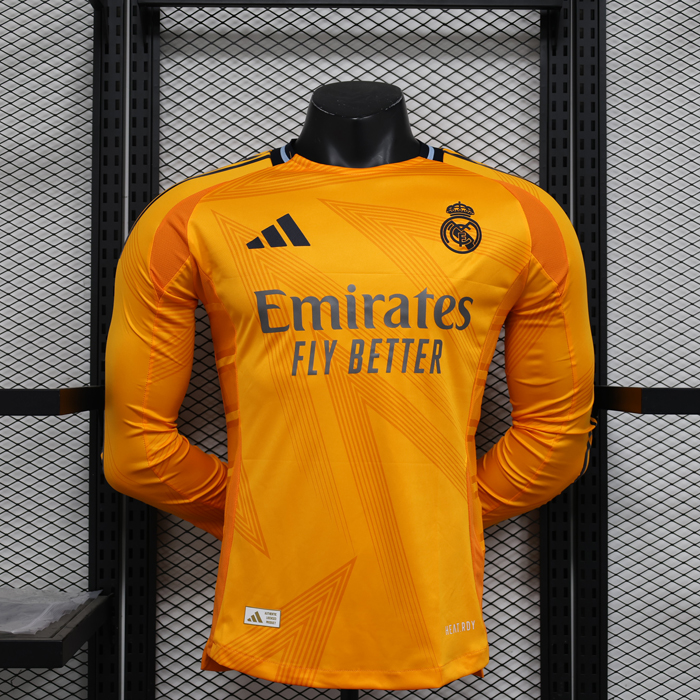 24/25 Real Madrid Away Orange Jersey Kit Long sleeve (Player Version)-3207842