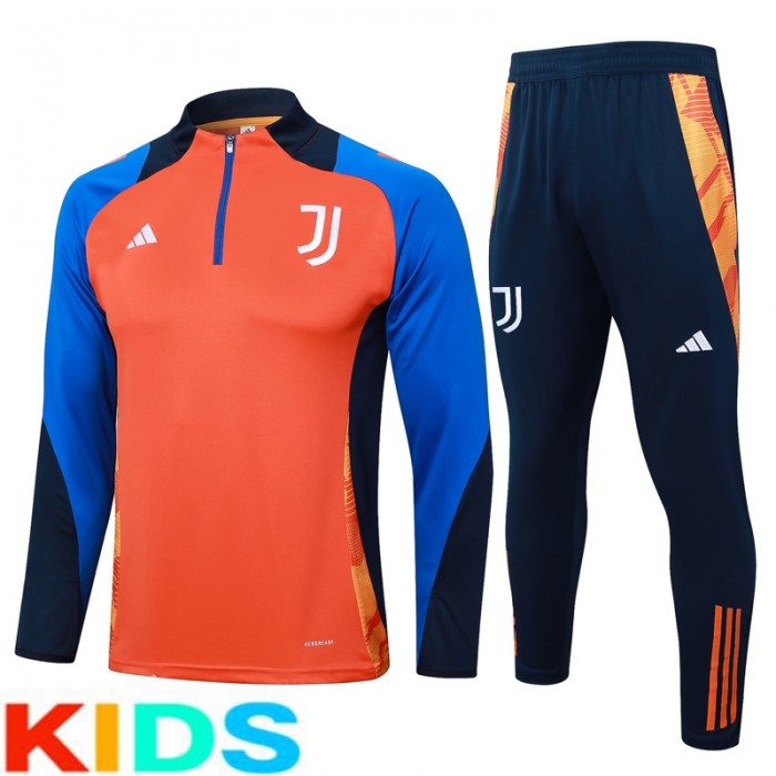 24/25 Kids Juventus Orange Blue Kids Edition Classic Jacket Training Suit (Top+Pant)-3336543