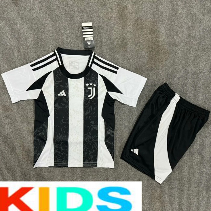 24/25 Kids Juventus Home Kids White Black Jersey Kit short sleeve (Shirt + Short)-4406858