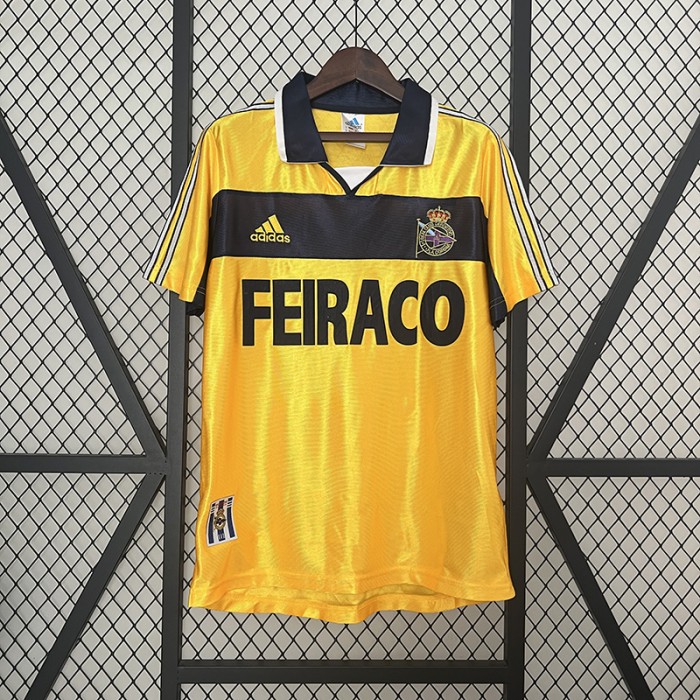 Retro 99/00 Deportivo La Coruna Third Away Gold Jersey Kit Short Sleeve-3823645