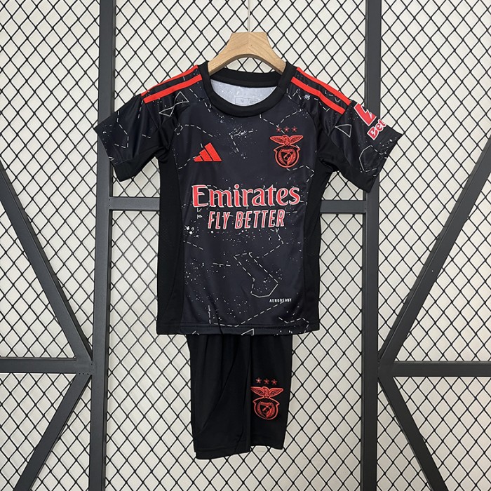 24/25 Kids Benfica Away Black Red Kids Jersey Kit short sleeve (Shirt + Short)-8491929