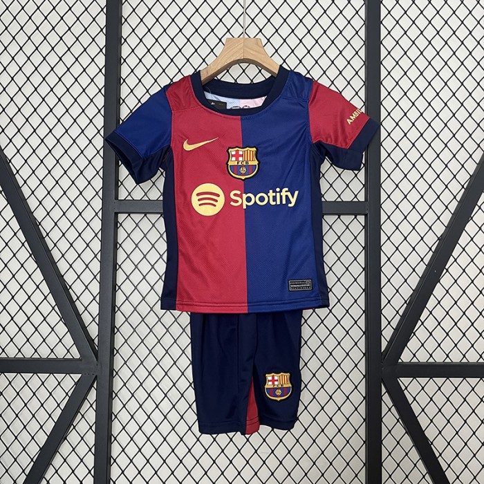 24/25 Kids Barcelona Home Blue Red Kids Jersey Kit short sleeve (Shirt + Short)-5218785