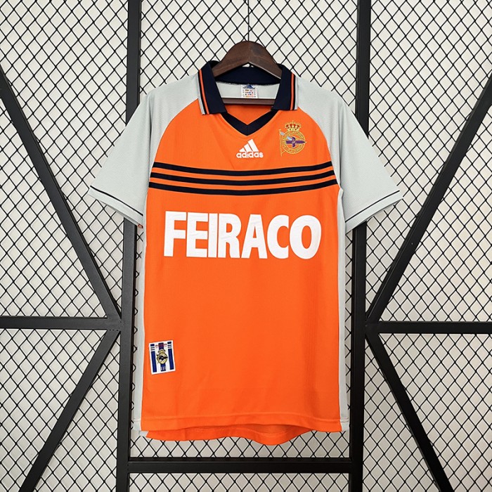 Retro 98/99 Deportivo La Coruna Third Away Orange Jersey Kit Short Sleeve-885870