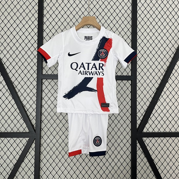 24/25 Kids Paris Saint-Germain PSG Away White Kids Jersey Kit short sleeve (Shirt + Short)-4548933