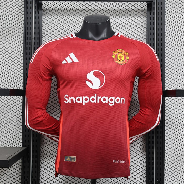 24/25 Manchester United M-U Home Red Jersey Kit Longhort Sleeve (Player Version)-6411023