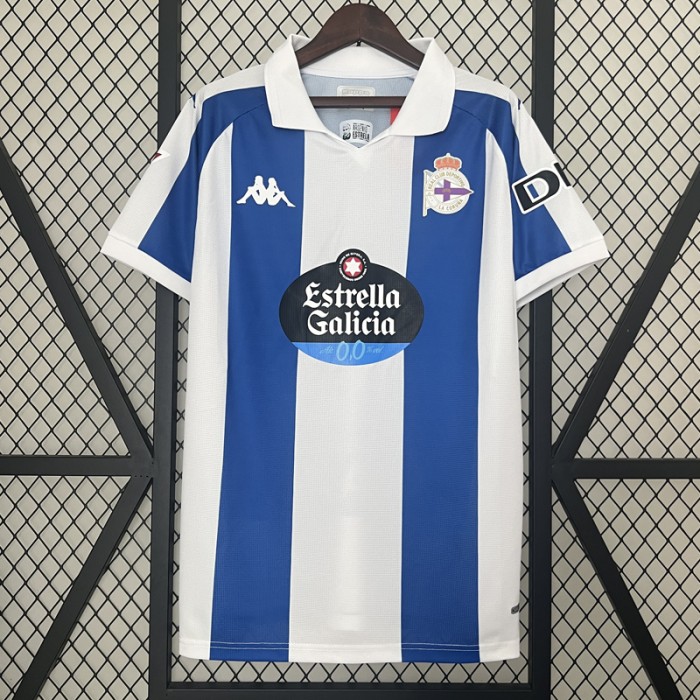 24/25 Deportivo La Coruna Home White Blue Jersey Kit Short Sleeve-4911087