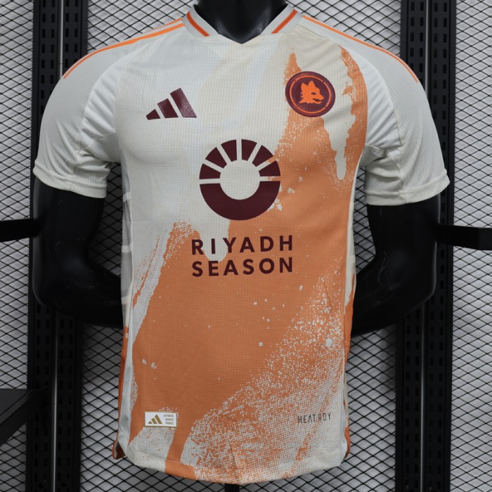 24/25 Roma Away White Orange Jersey Kit Short Sleeve (Player Version)-9311810