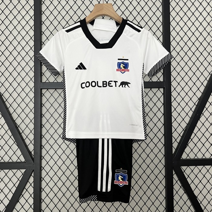 24/25 Kids colo colo Home Kids White Jersey Kit short sleeve (Shirt + Short)-8795567